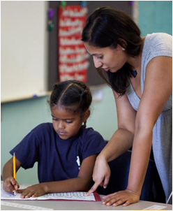 Teacher with student